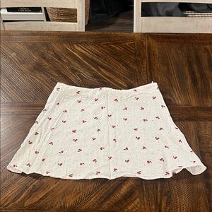 Primark White Skirt with Red Floral Pattern
